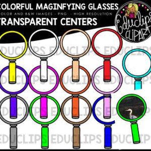 Magnifying Glasses - Transparent Centers Clip Art Bundle {Educlips Clipart}