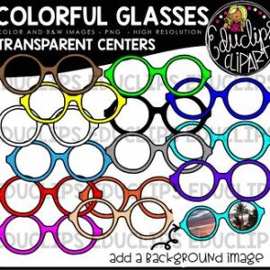 Colorful Glasses - Transparent Centers Clip Art Bundle {Educlips Clipart}