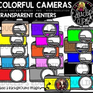 Colorful Cameras - Transparent Centers Clip Art Bundle {Educlips Clipart}