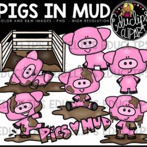 Pigs In Mud Clip Art Bundle {Educlips Clipart}
