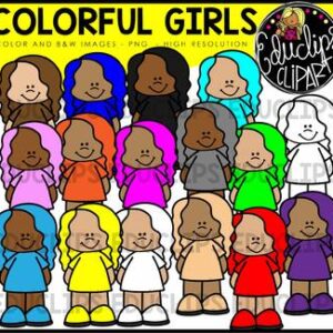 Colorful Girls Clip Art Bundle {Educlips Clipart}