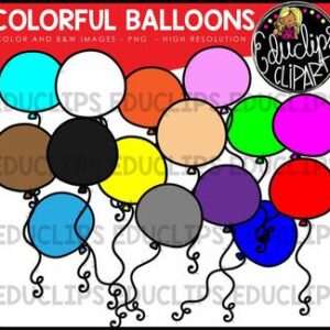 Colorful Balloons Clip Art Bundle {Educlips Clipart}