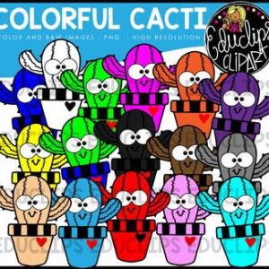Colorful Cacti Clip Art Bundle {Educlips Clipart}
