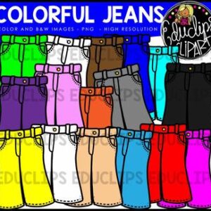 Colorful Jeans Clip Art Bundle {Educlips Clipart}