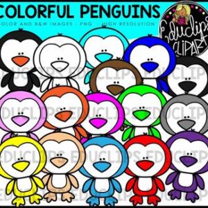 Colorful Penguins Clip Art Bundle {Educlips Clipart}