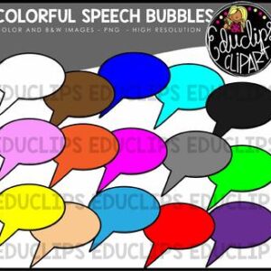 Colorful Speech Bubbles Clip Art Bundle {Educlips Clipart}