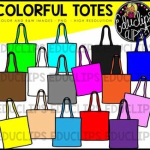 Colorful Tote Bags Clip Art Bundle {Educlips Clipart}