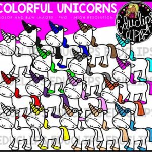 Colorful Unicorns Clip Art Bundle {Educlips Clipart}