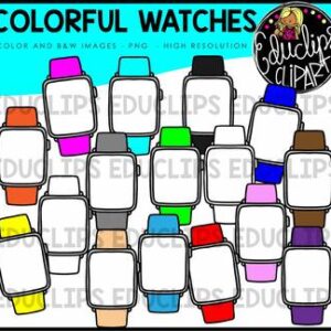 Colorful Watches Clip Art Bundle {Educlips Clipart}