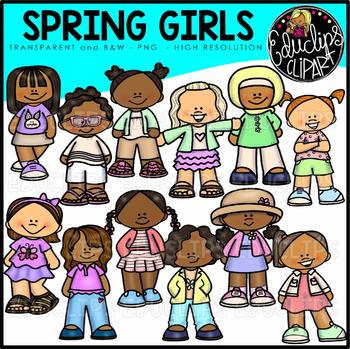 Spring Girls Clip Art Bundle {Educlips Clipart}