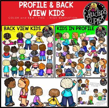 Profile and Back View Kids Clip Art Bundle {Educlips Clipart}
