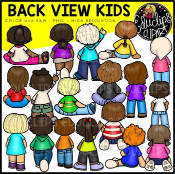 Back View/Rear View Kids Clipart Set {Educlips Clipart}