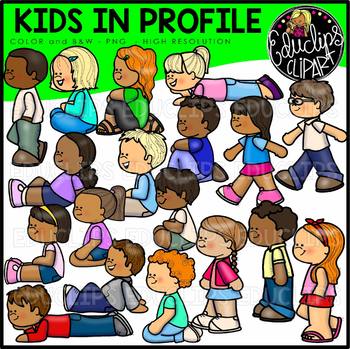 Kids In Profile Clipart Bundle {Educlips Clipart}