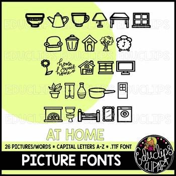 At Home- Picture Font {Educlips Clipart}