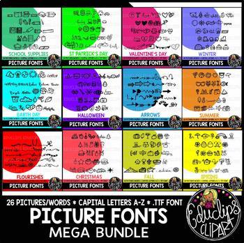 Picture Fonts For The Year Mega Bundle {Educlips Clipart}