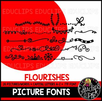 Flourishes Picture Font {Educlips Clipart}