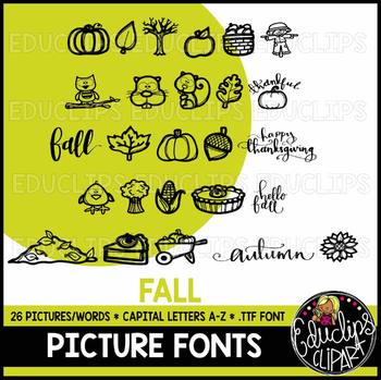 Fall/Autumn Picture Font {Educlips Clipart}