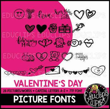 Valentine's Day Picture Font {Educlips Clipart}