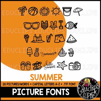 Summer Picture Font {Educlips Clipart}