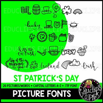 St Patrick's Day Picture Font {Educlips Clipart}