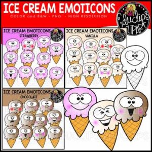 Ice Cream Emoticons Clip Art Bundle {Educlips Clipart}