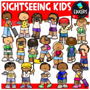 Sightseeing Kids Clip Art {Educlips Clipart}