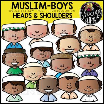 Muslim Boys Heads Boys Heads & Shoulders Clip Art Set {Educlips Clipart}