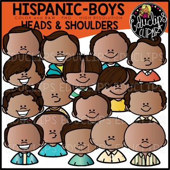 Hispanic Boys Heads & Shoulders Clip Art Set {Educlips Clipart}