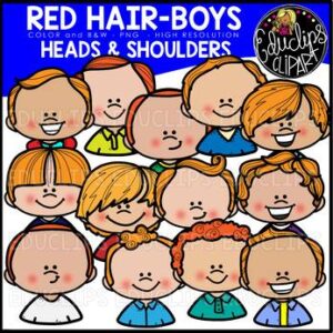 Red Hair Boys Heads & Shoulders Clip Art Set {Educlips Clipart}