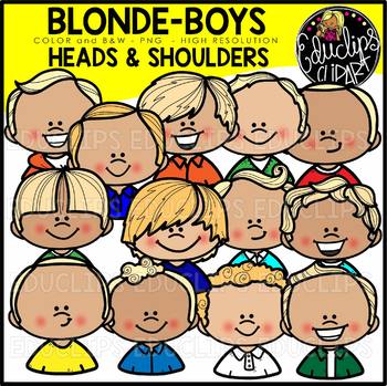 Blonde Boys Heads & Shoulders Clip Art Set {Educlips Clipart}