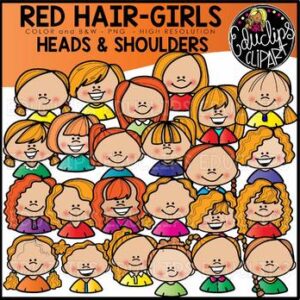 Red Hair Girls Heads & Shoulders Clip Art Set {Educlips Clipart}