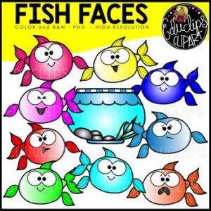 Fish Faces Clip Art Set {Educlips Clipart}