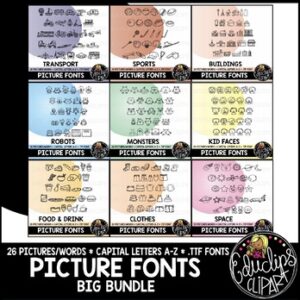 Picture Fonts Big Bundle {Educlips Clipart}