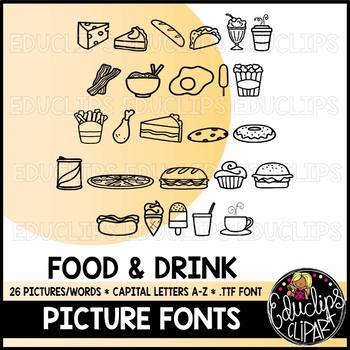 Food & Drink Picture Font {Educlips Clipart}