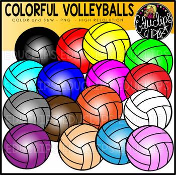 Colorful Volleyballs Clip Art Set {Educlips clipart}