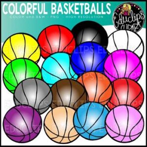 Colorful Basketballs Clip Art Set {Educlips clipart}