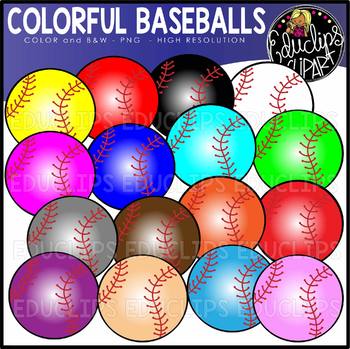 Colorful Baseballs Clip Art Set {Educlips clipart}