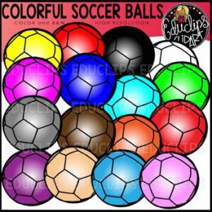 Colorful Soccer Balls Clip Art Set {Educlips clipart}