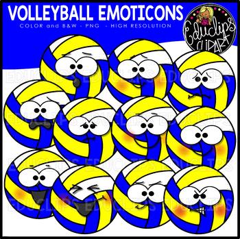 Volleyball Emoticons Clipart Set {Educlips Clipart}