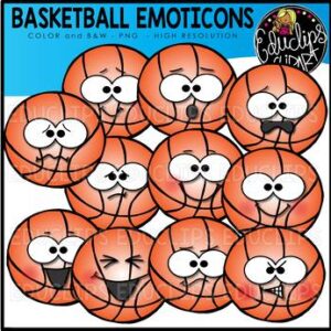 Basketball Emoticons Clipart Set {Educlips Clipart}