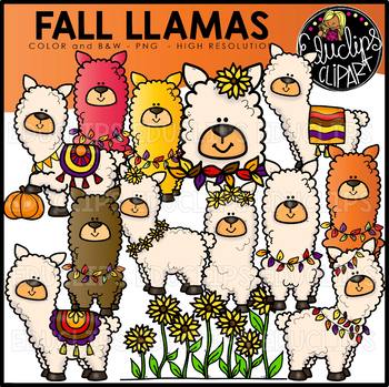 Fall Llamas Clip Art Set {Educlips Clipart}