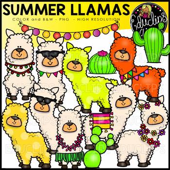 Summer Llamas Clip Art Set {Educlips Clipart}