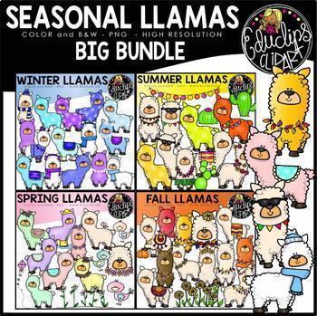 Seasonal Llamas Clip Art Big Bundle {Educlips Clipart}