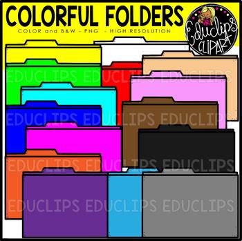 Colorful Folders Clip Art Set {Educlips Clipart}