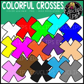 Colorful Crosses Clip Art Set {Educlips Clipart}