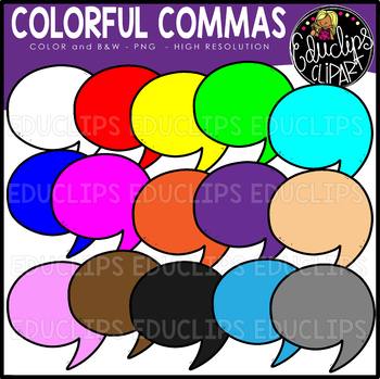 Colorful Commas Clip Art Set {Educlips Clipart}