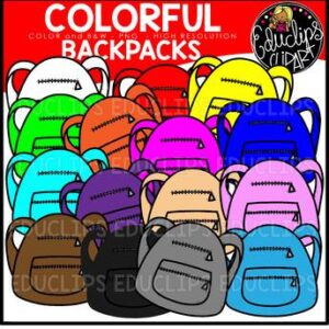 Colorful Backpacks Clip Art Set {Educlips Clipart}