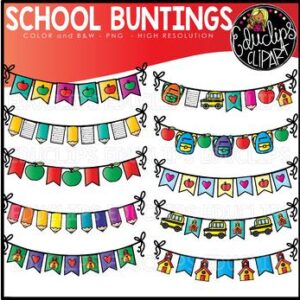 School Buntings Clip Art Set {Educlips Clipart}