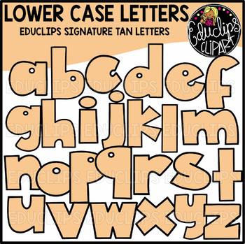 Educlips Signature Lower Case Letters Clip Art - TAN - {Educlips Clipart}
