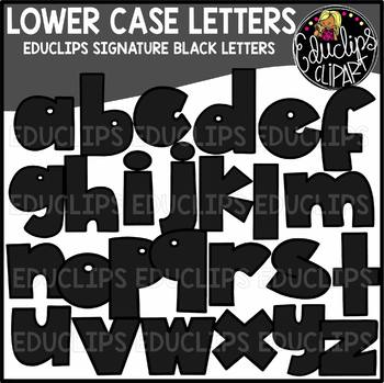Educlips Signature Lower Case Letters Clip Art - BLACK - {Educlips Clipart}